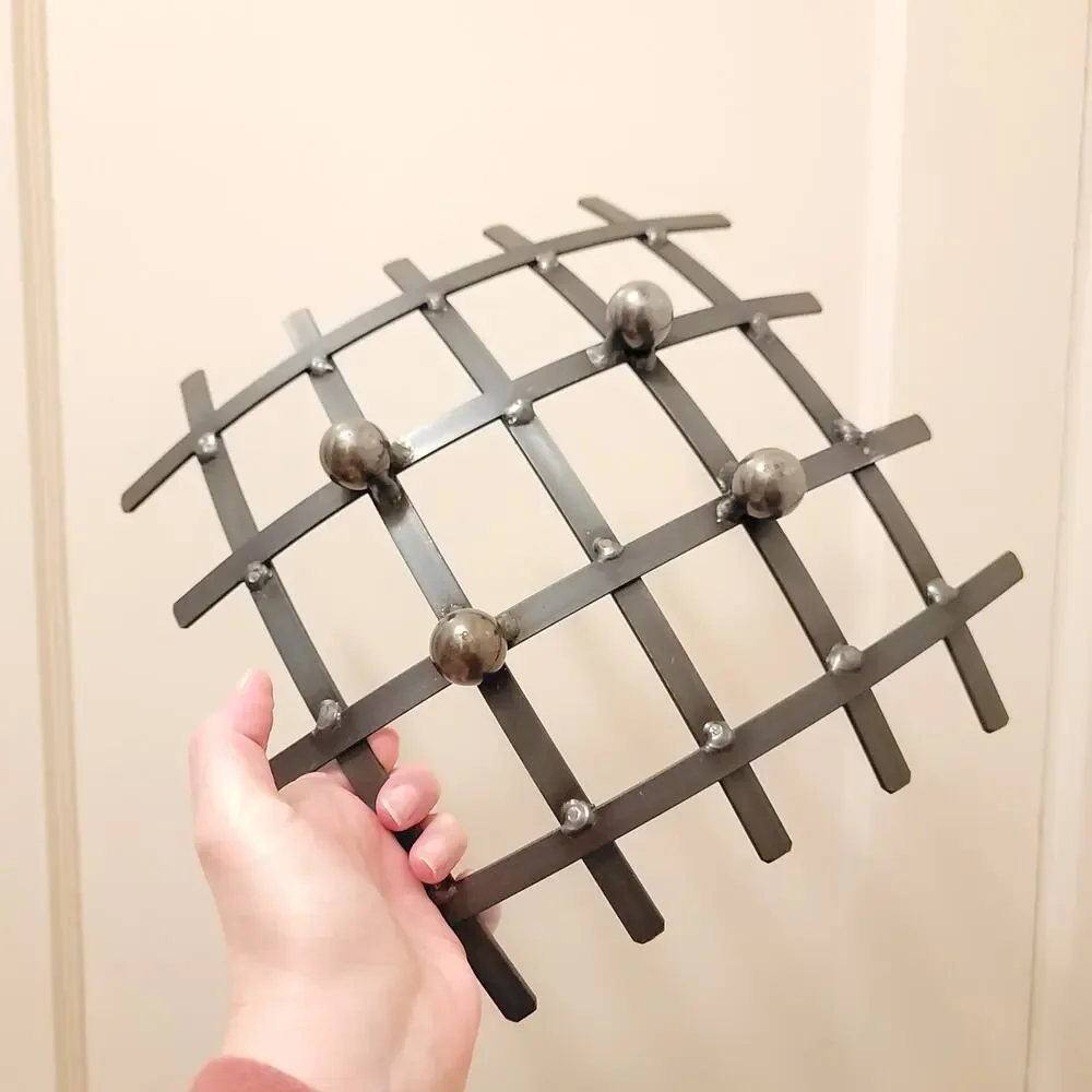 MCM Hand-Forged Steel Grid Fruit Bowl